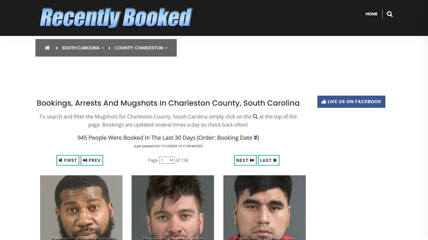 Bookings, Arrests and Mugshots in Charleston County, South Carolina